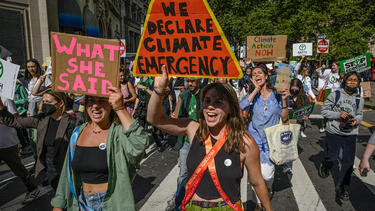 Climate activists in New York City earlier this month.