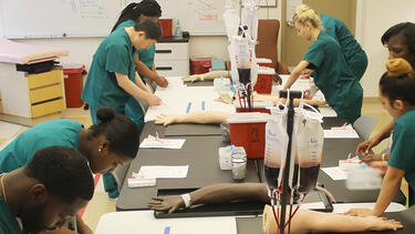 students in a phlebotomy class